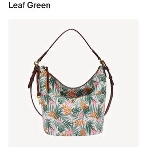 Fossil Talulla Hobo Crossbody Purse Bag in Leaf Green Shoulder Strap Lea…